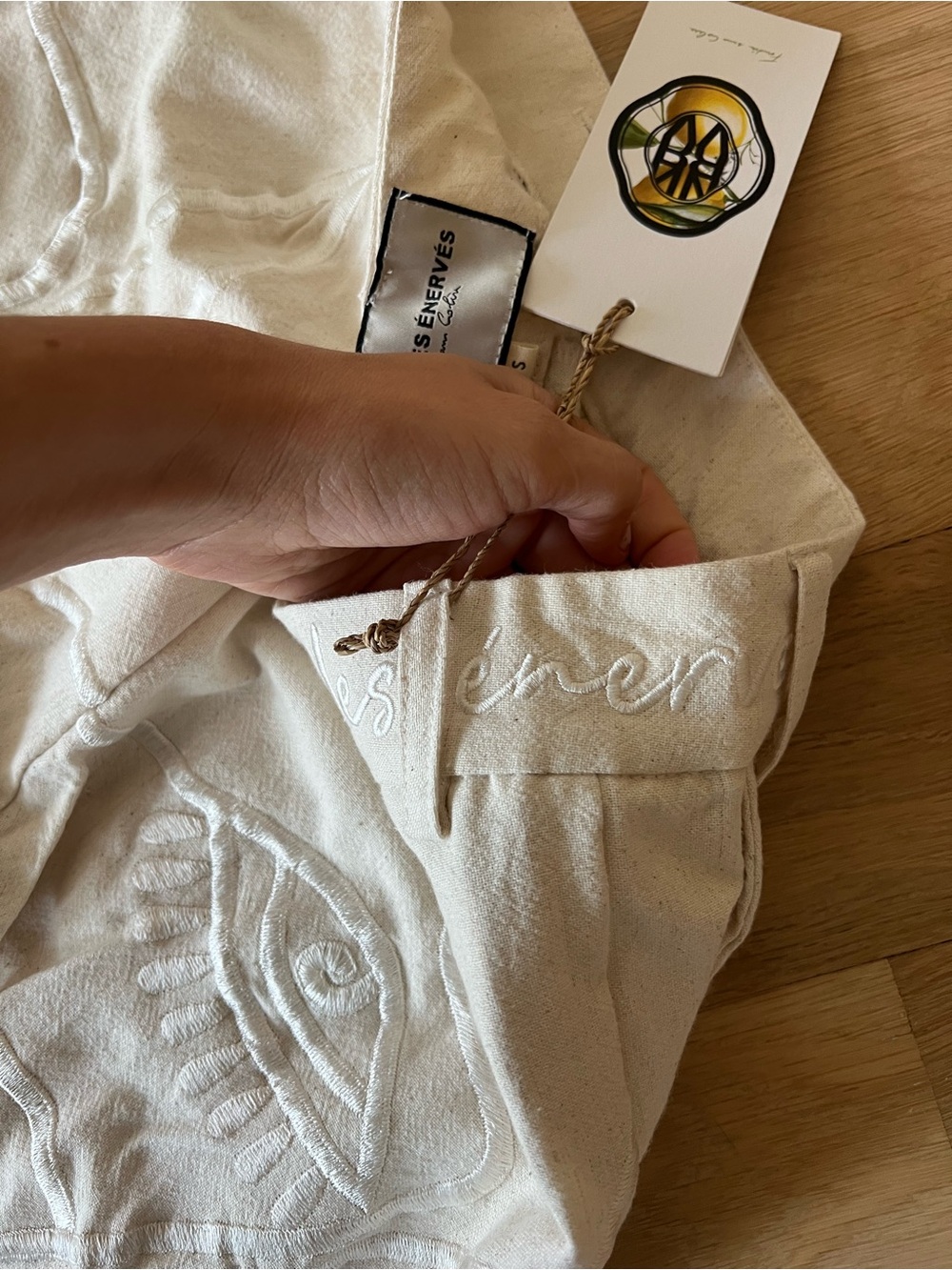 Off-White Straight Leg Designer Embroidered Pants - Picture 7 of 8